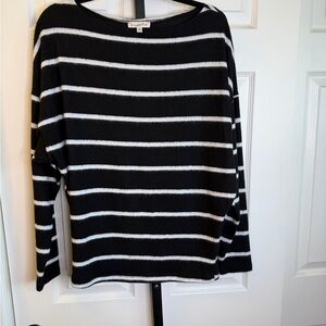 Magnolia Boutique Black and White Striped Dolman Sleeve Sweater, size Medium